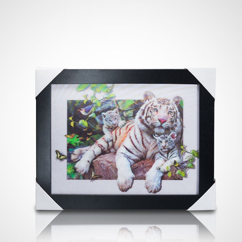 3D lenticulaire schilderposter PET 30*40cm 5D lenticulaire poster tijgers 3D schilderwerk met zwart kader voor huisversiering